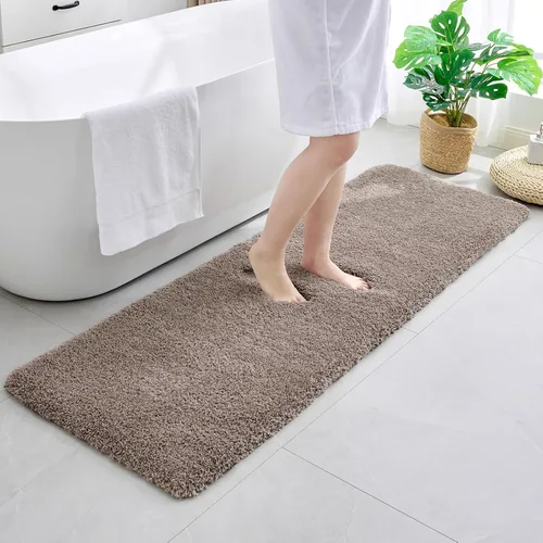Vista 29 de Disolla - Alfombra antideslizante pequeña y esponjosa para el suelo del baño, lavable, afelpada, para ducha, absorbente, color beige, 17 x 24