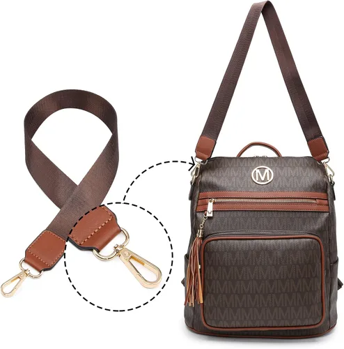Vista 63 de MKP COLLECTION Mochila de moda para mujer, bolsa convertible grande para mujer, mochila de viaje, bolsa de hombro, juego de 2 piezas con borla, Beige