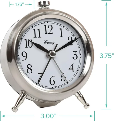 Vista 6 de Equity 25655 - Reloj despertador pequeño de metal plateado