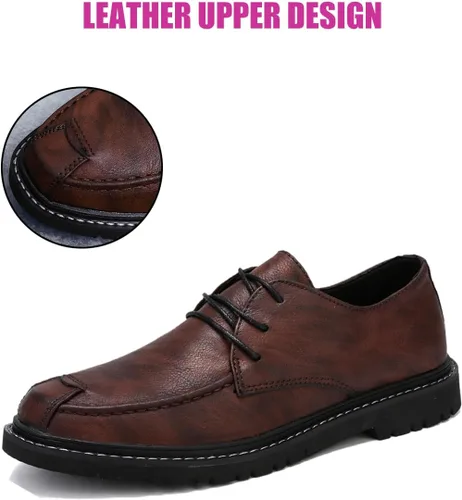Vista 3 de Zapatos Oxford de cuero cosido a mano para hombre, cómodos, sin cordones, mocasines planos, zapatos náuticos para exteriores, informales