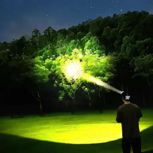 Vista 4 de Luces de Caza de Mapaches, Faro LED de Alta Potencia con Reflector, Linterna Frontal Impermeable Súper Brillante Recargable con Sensor de Movimiento