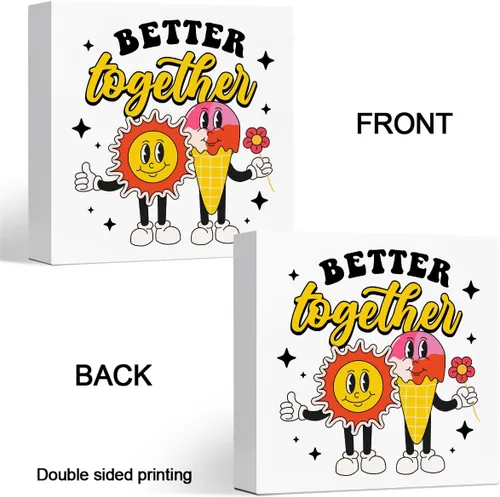 Vista 3 de Better Together - Cartel de madera de verano para el hogar, dormitorio, oficina, granja, estantería, decoración de escritorio de pared
