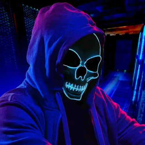 Vista 2 de Light Up Skull Mask, Halloween Creepy LED Skeleton Mask for Cosplay, Adults&
