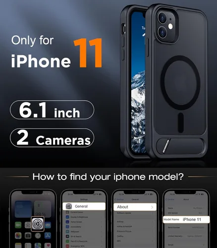 Vista 7 de Funda para iPhone 11 con compatibilidad magnética, [Soporte invisible incorporado][Compatible con MagSafe]