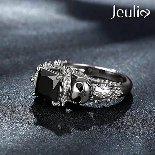 Vista 5 de Jeulia Anillo de plata de ley con diseño romántico de calavera de alma para mujer, esposa, novia, compromiso, boda, aniversario, Navidad