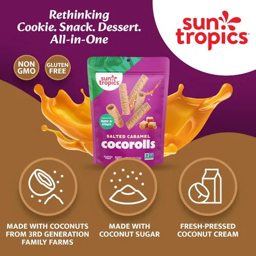 Vista 5 de Sun Tropics, Coco Rolls Caramelo salado, 4 onzas