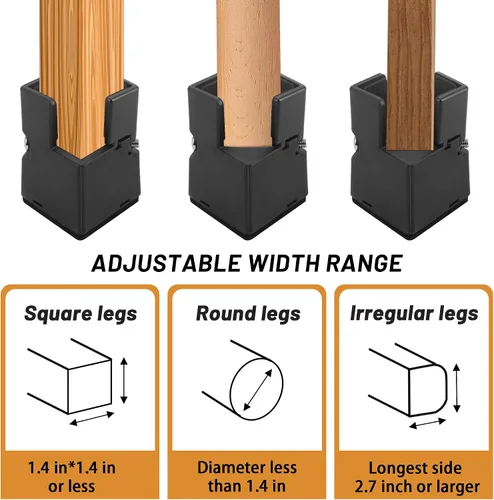 Vista 8 de BTSD-home Elevadores de cama ajustables, paquete de 8 elevadores de cama de 2 o 3 pulgadas, adecuados para sofá, mesas, escritorio y sofá