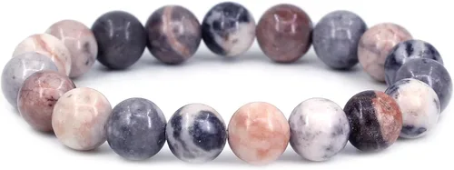 Vista 29 de Amandastone Pulsera elástica de cuentas redondas de 0.394 in con piedras preciosas naturales de 7 pulgadas Bloodstone africano