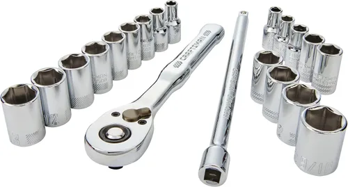 Vista 7 de CRAFTSMAN Juego de zócalos, SAE/métrico, 1/4" Drive, 20 piezas (CMMT12008)