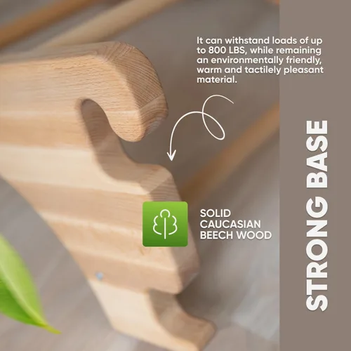 Vista 9 de Barras de Pared Suecas en Escalera para Niños y Adultos, hechas de Madera de Haya Sólida, Resisten Cargas hasta 400 kg, con Barra de Dominada