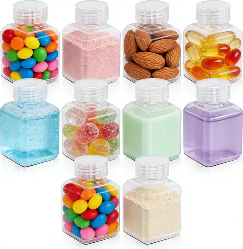 Vista 15 de Botellas de plástico recargables con tapas, botellas de viaje a prueba de fugas de HDPE, contenedores de viaje de grado alimenticio para líquidos