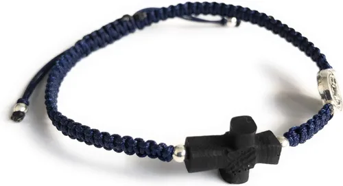Vista 2 de Pulsera de protección de San Benito con cruz de Azabache real empoderada espiritual para hombre