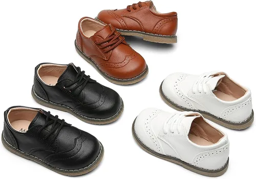 Vista 14 de DADAWEN - Zapatos de vestir para niña con cordones para uniforme de Oxford, cómodos, mocasines (niños pequeños)