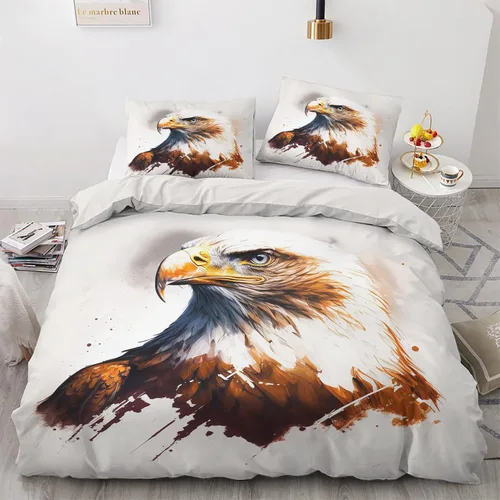 Vista 19 de Funda de edredón de águila calva tamaño individual Juego de ropa de cama de pájaros animales 2 piezas Funda de edredón
