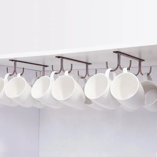 Vista 3 de FOMANSH Estante para tazas debajo del gabinete, soporte para tazas de café, 8 ganchos para tazas debajo del estante, gancho de secado para tazas