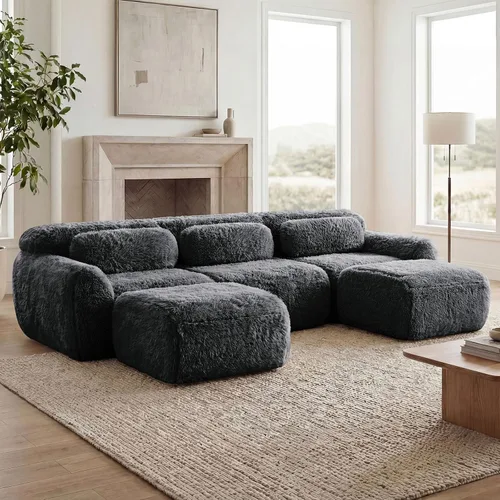 Vista 150 de Sofás seccional modular de 80" sin huesos modernos para sala de estar, juego de sofás comprimidos de 2 plazas con asiento profundo, sin necesidad