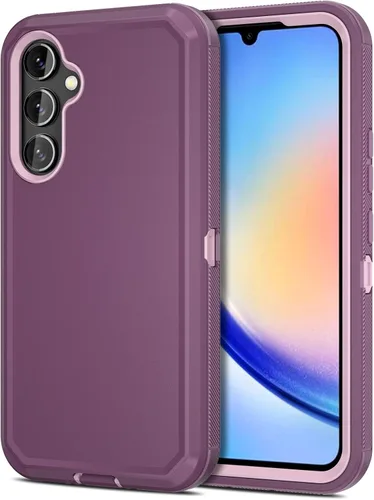 Vista 10 de Jiunai Funda para Samsung Galaxy A34, resistente, a prueba de golpes, de doble capa, protección de puerto, híbrida, resistente, para Samsung Galaxy