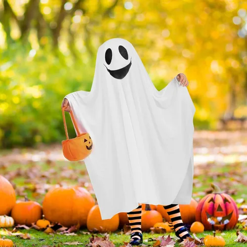 Vista 7 de CCINEE Disfraz de fantasma abucheo y amistoso, vestido andrajoso unisex, suministros de juego de rol para niños pequeños, Halloween, espeluznante
