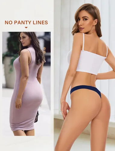 Vista 5 de Sunm Boutique Tangas sin costuras para mujer, tangas invisibles, de nailon, elásticas, ropa