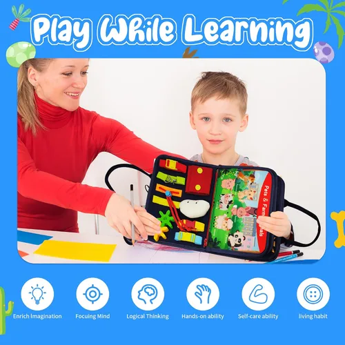 Vista 7 de TenFans Tablero de Actividades - Juguetes Montessori para niños de 3+ años - Juguetes sensoriales para niños pequeños de 3-5 años - Regalos