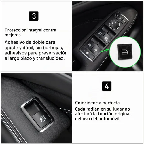 Vista 6 de Moonlinks Cubiertas de botón para interruptor de ventana eléctrica de puerta interior, repuesto compatible con Mercedes Benz A B C E G GLA CLA GLK