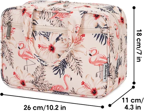 Vista 6 de Narwey Neceser de tamaño completo para mujer, bolsa de maquillaje grande, organizador de viaje, bolsa de cosméticos para accesorios esenciales