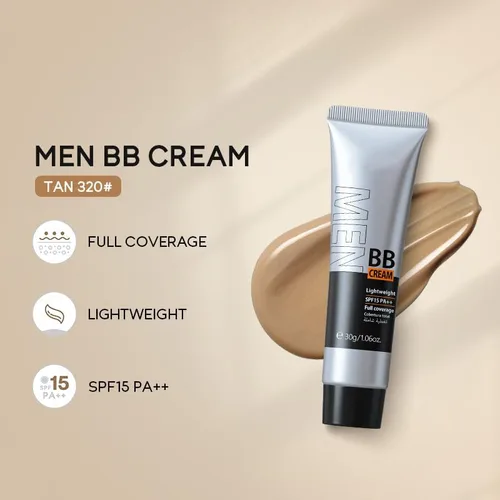 Vista 2 de AKARY Crema BB Hidratante para Hombres SPF 15 PA++, Base y Corrector de Cobertura Completa, Crema Hidratante Facial para Hombre Unifica el Tono