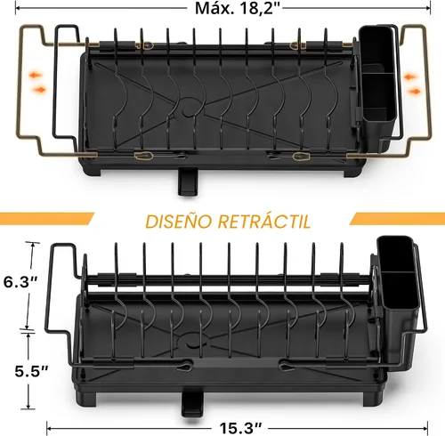 Vista 7 de masadi Escurridor de platos pequeño, escurridor compacto para encimera de cocina