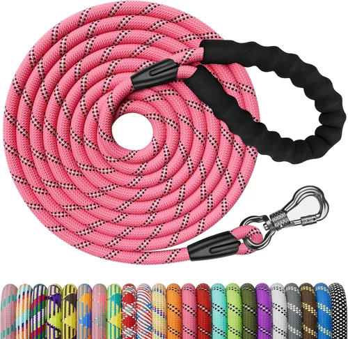 Vista 11 de NTR Correa de perro de 3 pies resistente, Correas de perro de cuerda verde con gancho giratorio y con candado y mango acolchado cómodo, Correa