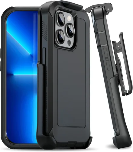 Vista 12 de MOTIVE Funda diseñada para iPhone 13 con clip para cinturón, funda resistente de grado militar, funda de protección resistente para hombres, diseño