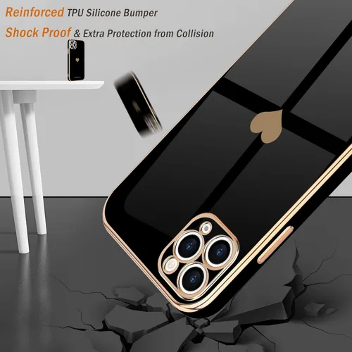 Vista 5 de Teageo Funda para iPhone 11 Pro Max para niñas y mujeres, lindo corazón de amor, cubierta trasera suave, protección completa elevada, protección