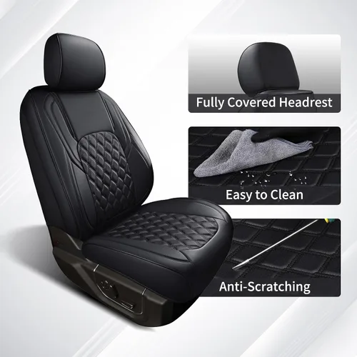 Vista 5 de Huidasource - Funda personalizada para asientos de automóvil, de cuero, impermeable, protector de cojines de asiento delanteros y traseros