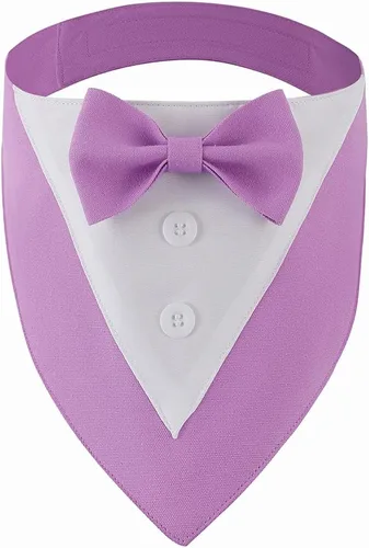 Vista 12 de Collar de perro de esmoquin para boda, compromiso y cumpleaños, collar bandana formal para perro disfraz con corbata de moño y hebilla ajustable