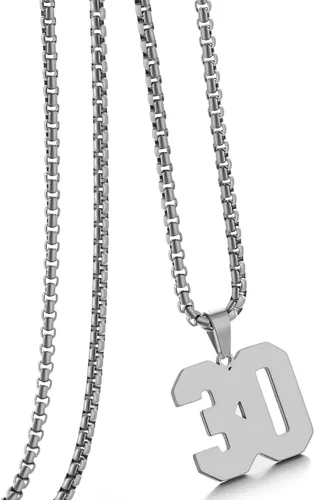 Vista 135 de Collar de Número Dorado para Hombre, Cadena de Acero Inoxidable con Colgante de Número para Atletas, Joyería Deportiva Personalizada para Niños