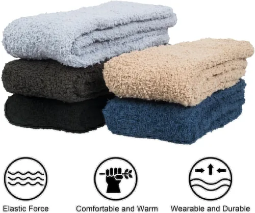 Vista 2 de YSense 5-6 Pairs Mens Fuzzy Socks Winter Slipper Fleece Socks Men
