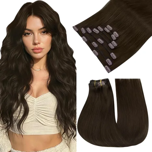 Vista 20 de Easyouth Extensiones de cabello rubio con clip, extensiones de cabello humano con clip, color rubio blanco, 7 unidades de 3.33 oz, extensiones