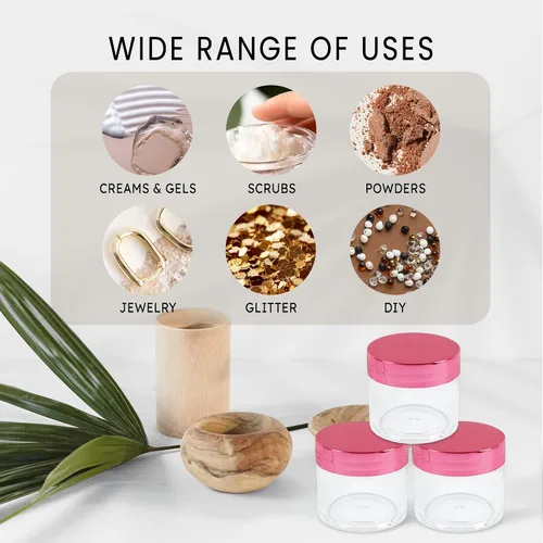 Vista 5 de Beauticom 12 recipientes transparentes redondos de acrílico de 1 onza con tapa superior plana, para cremas, lociones, maquillajes, cosméticos