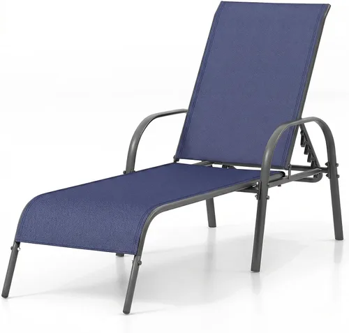 Vista 12 de HAPPYGRILL Sillón de patio, tumbona plegable para exteriores con respaldo ajustable, silla reclinable para tomar el sol, silla de bronceado de playa