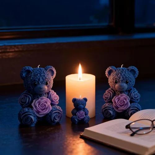 Vista 7 de 2 moldes de silicona de oso de rosas, moldes para hacer velas de oso de peluche 3D, adorno para moldes de resina epoxi para manualidades, molde