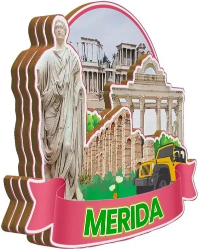 Vista 2 de Mérida Extremadura - Imán de madera para nevera, diseño de España, 3764, monumentos en 3D, para viajes, coleccionables, recuerdos, decoración hecha