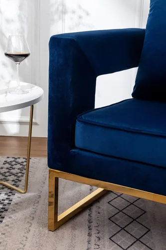 Vista 13 de Roundhill Furniture Lenola - Silla tapizada con brazos, color azul, 29.75 pulgadas de profundidad x 27.5 pulgadas de ancho x 34.5 pulgadas de alto