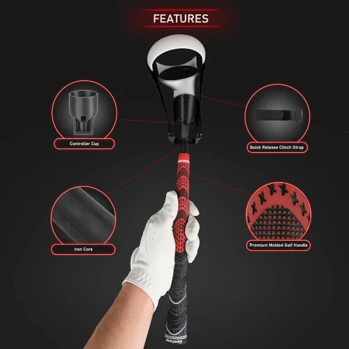 Vista 2 de DeadEyeVR DriVR - VR Golf Club Handle Accessory (Putter + Standard - Red - Metal)
