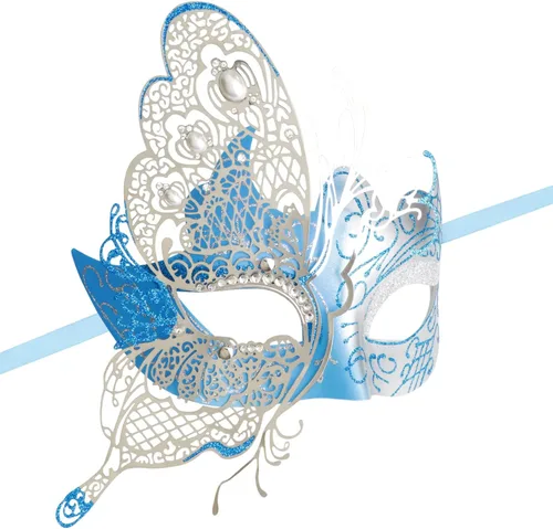 Vista 8 de Antifaz con diseño de mariposa veneciana misteriosa para fiesta de Halloween