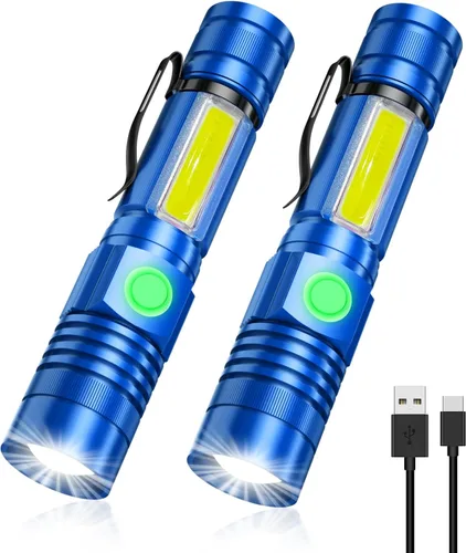 Vista 8 de Linterna táctica recargable, (sin batería), linternas magnéticas USB con luz de flash COB, 4 modelos, zoomable, impermeable, Vnina LED linterna