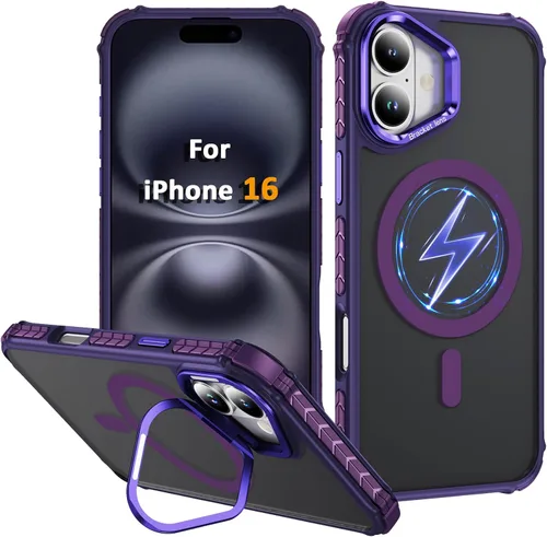 Vista 63 de Funda KETGII para iPhone 13, para iPhone 14, compatible con MagSafe, carga inalámbrica, resistente, a prueba de golpes, pata ajustable, delgada