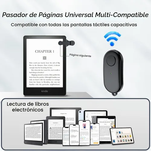 Vista 2 de Volteador de página con control remoto para Kindle Paperwhite, Oasis, Kobo eReaders, accesorios de volteador de página para Kindle, compatible