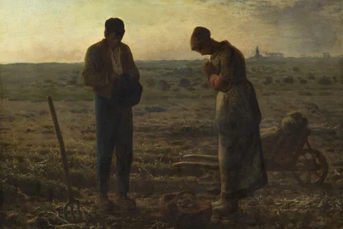 Vista 2 de Jean-Francois Millet - El Ángelus (1859) - Póster de pintura clásica, regalo de arte/ Tamaño: A5 (5.827 x 8.268 in)