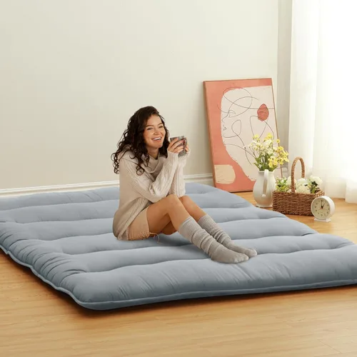 Vista 10 de ROYGROW Colchón de futón japonés para niños, colchón de futón japonés tamaño individual, tapete para dormir, tapete de tatami, almohadilla