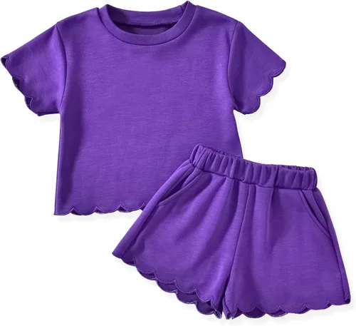 Vista 12 de Aalizzwell Traje de verano para niña pequeña 2-5T Púrpura