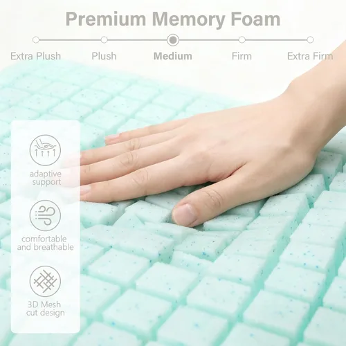 Vista 9 de Almohada de espuma viscoelástica refrescante, almohada de cama, almohada de cuello de tacto medio suave para dormir, almohadas de espuma